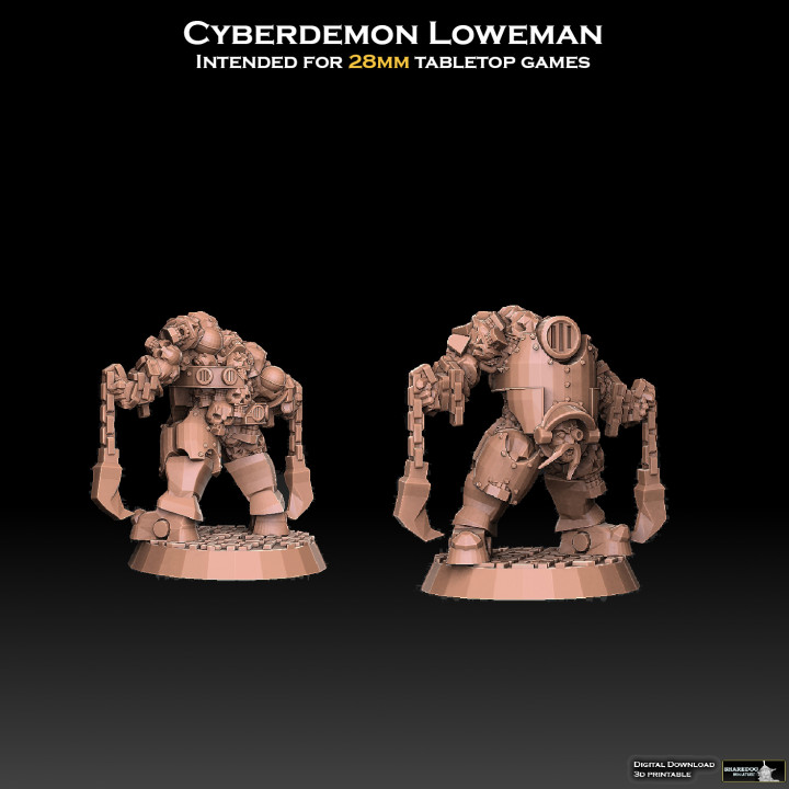 ciberdemonio hombre perro compartido miniaturas mesa caracteres criaturas Sci Fi universo demonio 40k androide diablo máquina robot martillo guerra guerrero enano mutante condenar cyborg caos mayal ponerse cuclillas Nurgle frenético juggernaut tzeentch 3D print model - Mito3D