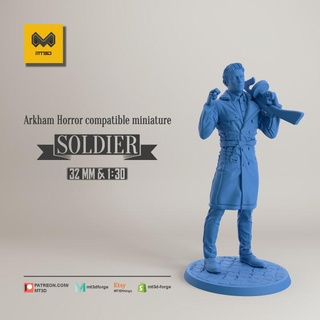 soldato arkham orrore compatibile mt3d fucina miniature miniatura marchio Arkham horror 3d print model - Mito3D