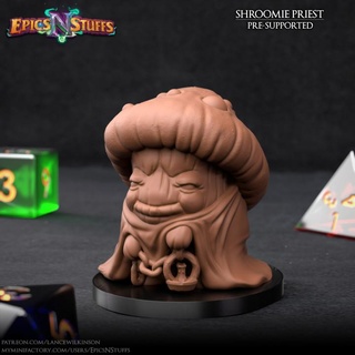 shroomie sacerdote miniatura pre supported epiche cose negozio draghi dungeon mini giocatore carattere gioco tavolo fungo d dnd chierico miconide npc epicsnstuffs 3d print model - Mito3D