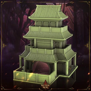 dice tower - shizuka mythic roll unchained games Tabletop accessories japanese supportfree asian dicetower mythicroll unchainedgames 3d print model - Mito3D