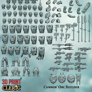 cunnin' orc builder 3d print cleric Tabletop Characters & Creatures Sci-Fi Universe fantasy gun ork scifi customise orruk choppa 3d print model - Mito3D