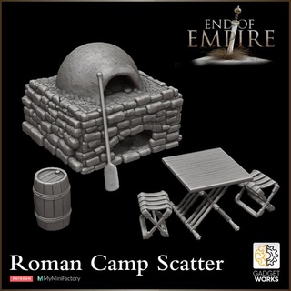 roman camp objects - end empire gadgetworks Tabletop Characters & Creatures Historical Universe 3D Printable Terrain army chair furniture oven stool table terrain fort barrel legion bread scenery tabletop&gt 3dprintableterrain&gt fantasyterrain 3d print model - Mito3D