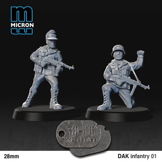 África korps infantaria 01 mícron miniaturas tampo mesa personagens criaturas histórico universo ww2 ação ferrolho 3d print model - Mito3D