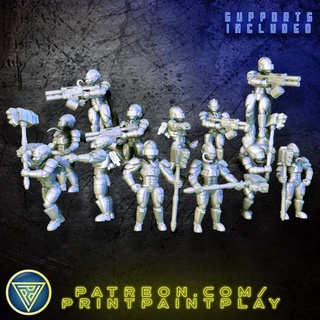 space ghoul platoon set print paint play Tabletop Characters & Creatures Sci-Fi Universe Store roleplay rpg soldier undead hammer rifle scifi 32mm fleet corpse starfinder 3d print model - Mito3D