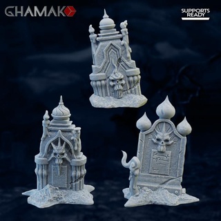 pierre tombale scénique éléments soutien prêt ghamak boutique table 3D imprimable terrain fantaisie fantôme marteau guerre miniature jeu dnd éclaireur wh 3d print model - Mito3D