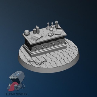 60 mm runden Altar arkan Tabelle Futter 3dprinter Tischplatte 3D druckbar Terrain Fantasie Magie Bücher Base Labor Verlies Opfern 3d print model - Mito3D