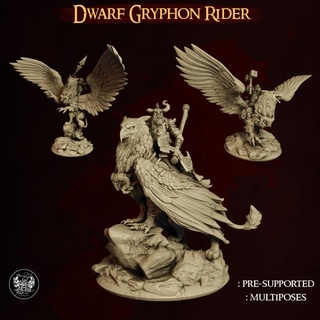 dwarf gryphon rider master forge Tabletop Characters & Creatures Fantasy Universe army commander berserker balistarcanon dwarfarmy dwarfberserker gryphonrider bonebreaker dwarfarmycommander dwarfgryphonrider 3d print model - Mito3D
