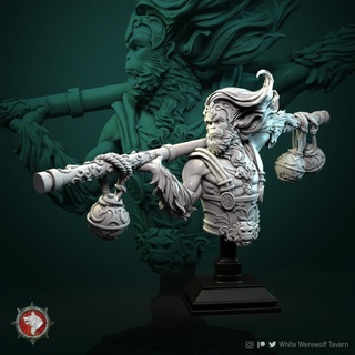 garoto warlord bust pre-supported white werewolf tavern Tabletop Characters & Creatures Fantasy Universe Store monkey busts 3d print model - Mito3D