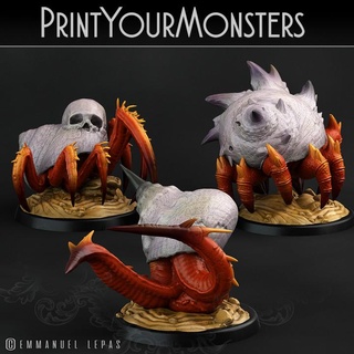 3 snails printyourmonsters Tabletop Characters & Creatures Fantasy Universe Store print creature game monster warhammer miniature resin monsters patreon underwater d&d dnd emmanuel pathfinder tribe lepas supported 3d print model - Mito3D