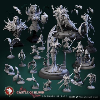 castle blood december release bundle pre-supported white werewolf tavern Tabletop Characters & Creatures Fantasy Universe set bats dnd knights ttrpg vampires 3d print model - Mito3D