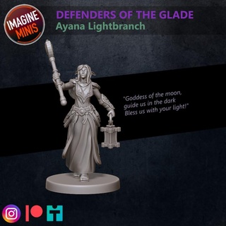 defenders glade - ayana lightbranch imagine minis Tabletop Characters & Creatures Fantasy Universe elf female light modular rpg priest warcraft wow tabletop wargame night dnd skirt cleric pathfinder 32mm ttrpg 5e dnd5e robes 3d print model - Mito3D