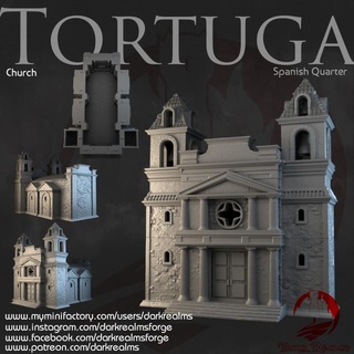 sombre royaumes tortuga Espagnol trimestre église forger boutique table 3D imprimable terrain fantaisie pirate 3d print model - Mito3D