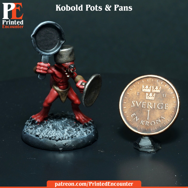 kobold pots & pans printed encounter Tabletop Characters Creatures Fantasy Universe mini rpg miniature tabletop minis dnd ttrpg kobolds 3D print model - Mito3D