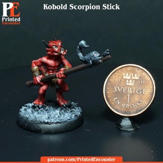 Kobold Scorpion bâton imprimé rencontre table personnages créatures fantaisie univers mini rpg miniature dnd ttrpg kobolds 3d print model - Mito3D