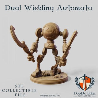 dual wielding automata double edge miniatures  Tabletop Tabletop Characters & Creatures Sci-Fi Universe Tabletop Tabletop Characters & Creatures fantasy robot school toy warhammer magic 3dprint lotr tabletop dungeon dnd automata npc miniaturepainting wizzard collectibl  3d print model - Mito3D