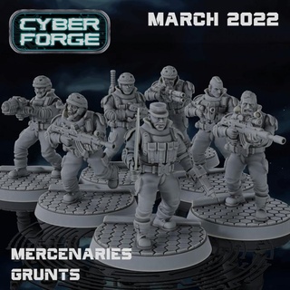 cyber forge star ops mercenary grunts titan miniatures 40k guard soldier trooper warhammer imperial predator special tactical grunt thug scum 3d print model - Mito3D