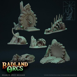 badlands orklar arazi titan dövme minyatürler savaş kemikler fantezi rpg kafatası tapınak şakak mabet Warhammer büyü portal oyunu d çatışma kamp Badland 3d print model - Mito3D
