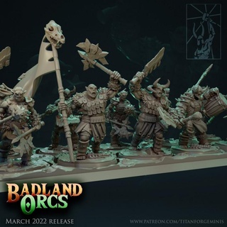 badlands orcs grunts titan forge miniatures battle fantasy fighter orc ork pig warhammer cavalry squad boar grunt riders greenskin badland boyz 3d print model - Mito3D