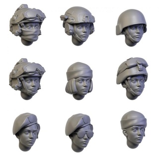 army girl heads albinoraven miniatures Tabletop Characters & Creatures Sci-Fi Universe head woman soldiers infantry 28mm 32mm 3d print model - Mito3D