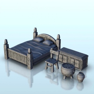 bedroom interior set 6 - hobbit medieval scenery terrain wargame hartolia miniatures Tabletop 3D Printable Terrain Fantasy 3d print printable accessories architecture building fantasy game games house play printing warhammer figures role dungeon 3d print model - Mito3D