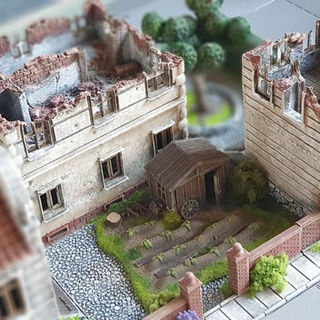 imprimível quarteirões 4 edifícios und ruínas punhal Lorenz tampo mesa 3D terreno miniaturas guerra mundo figuras ww2 2 cenário 3d print model - Mito3D