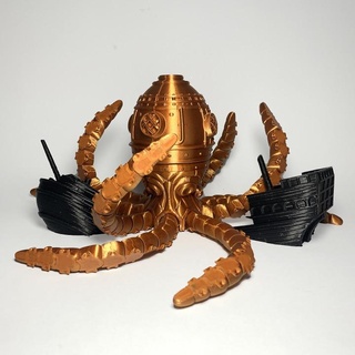 octogauge steampunk articulated octopus stlflix Toys & Games art toy flexible flexi 3d print model - Mito3D