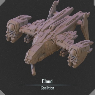 nube navicella spaziale vesper progetto tavolo personaggi creature Sci Fi universo veicoli macchine negozio nave trasporto scifi mech 3d print model - Mito3D