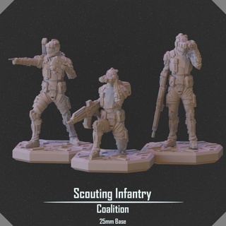 scout infantry vesper project Tabletop Characters & Creatures Sci-Fi Universe Store soldier scifi mech 25mm scouting 3d print model - Mito3D