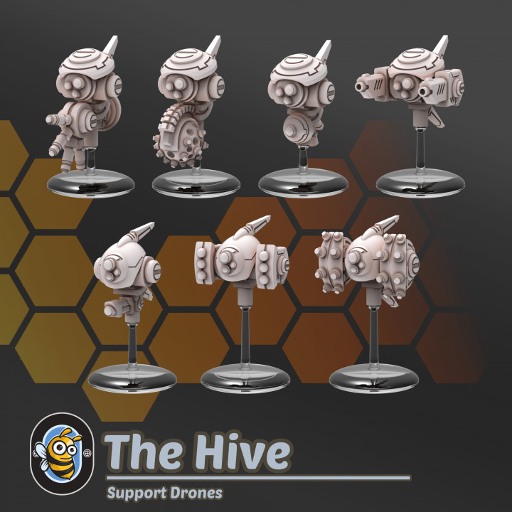 support drones presupported hivemind minis Tabletop Characters & Creatures Sci-Fi Universe Vehicles Machines 40k futuristic gun shield wargaming warhammer drone tau scifi tabletop pulse missile droids 3D print model - Mito3D