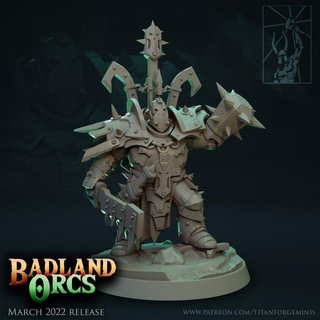 badlands orcs armored champion titan forge miniatures battle fantasy hero leader ork rpg warhammer wargame d&d skirmish warboss warbos 3d print model - Mito3D