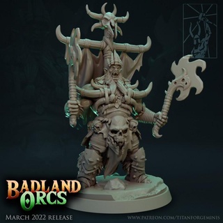 badlands orcs lord titan forge miniatures battle boss fantasy goblin hero king leader warhammer champion greenskin savage badland warboss 3d print model - Mito3D