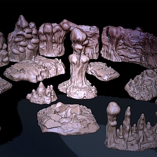 Höhle Wände streuen siehe Kunst Tischplatte 3D druckbar Terrain Fantasie Rollenspiel Mauer Unterstützung dnd 3d print model - Mito3D