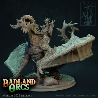 badlands orcs lord wywern titan forge miniatures battle boss dragon fantasy hero king leader rpg warhammer flying elite hq warboss warbos 3d print model - Mito3D