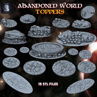 abandoned world toppers 19 stl files decorated plain admiral apocalypse Tabletop accessories 3D Printable Terrain Fantasy desert miniatures play skull terrain undead warhammer tabletop dnd bases orks wasteland deamon bandits skullpile rockground 3d print model - Mito3D
