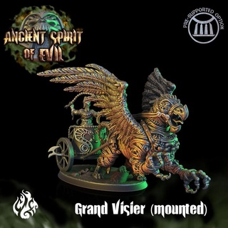 grand visier mummy griffin chariot crippled god foundry Tabletop Characters & Creatures Fantasy Universe ancient egypt fantasy monster rpg undead wargames evil spirit dnd pathfinder tabletopgames vizier cgf 3d print model - Mito3D