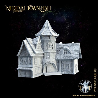 medieval town hall tabletop terrain Tabletop 3D Printable Terrain Fantasy building dice fantasy house rpg tower wargames wargaming warhammer miniature d&d ruins 28mm playable roleplayinggames 32mm ageofsigmar terrainfortabletop 3d print model - Mito3D