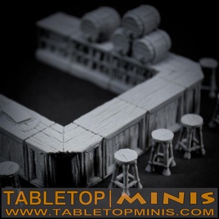 taverne modulaire bar ensemble tableminis table 3D imprimable terrain fantaisie dragons donjons placards banc étagères dnd placard auberge 3d print model - Mito3D
