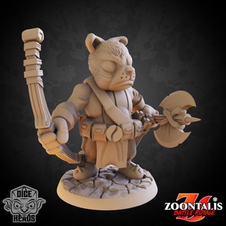 bulldog ranger pre-supported included dice heads Tabletop Characters & Creatures Fantasy Universe Store god d&d dnd presupported bulldogranger 3d print model - Mito3D