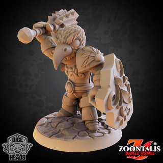hawk cleric pre-supported included dice heads Tabletop Characters & Creatures Fantasy Universe d&d dnd presupported hawkcleric 3d print model - Mito3D
