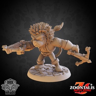 Lion coquin pre supported inclus dé têtes table personnages créatures fantaisie univers dnd présupporté lionvoyou 3d print model - Mito3D