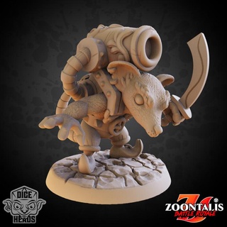 rat bomber pre-supported included dice heads Tabletop Characters & Creatures Fantasy Universe d&d dnd presupported ratbomber 3d print model - Mito3D