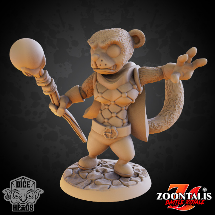 weasel wizard pre-supported included dice heads Tabletop Characters & Creatures Fantasy Universe d&d dnd presupported weaselwizard 3D print model - Mito3D