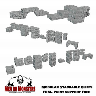 modular apilable acantilados rock paredes valle seaton mesa 3D imprimible terreno fantasía pared apilar dispersión acantilado 3d print model - Mito3D