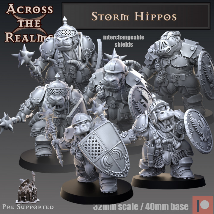 tempête hippopotames 39 côté royaumes table personnages créatures fantaisie univers boutique jeu dnd warhammer40k Astra militarum giff 5e voleur sombre bullgryn 3D print model - Mito3D