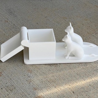 cats box philippe barreaud Home & Garden Homeware Ornaments Storage and boxes cat curious catswithbox 3d print model - Mito3D
