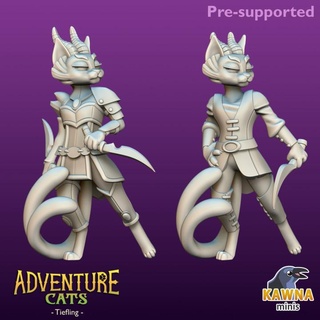 nefari rogue female kawna minis Tabletop Characters & Creatures Fantasy Universe cat cute stylized tiefling tabaxi 3d print model - Mito3D