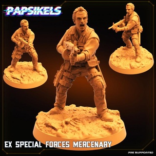 ex special forces mercenary papsikels miniatures Tabletop Characters & Creatures Sci-Fi Universe human prey hunted 3d print model - Mito3D