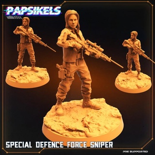 especial defensa fuerza francotirador papsikels miniaturas mesa caracteres criaturas Sci Fi universo hembra humano soldado presa 3d print model - Mito3D
