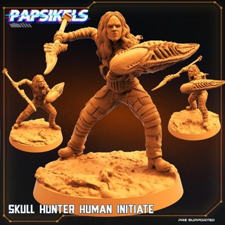 crâne chasseur Humain lancer papsikels miniatures table personnages créatures Sci univers survivant 3d print model - Mito3D