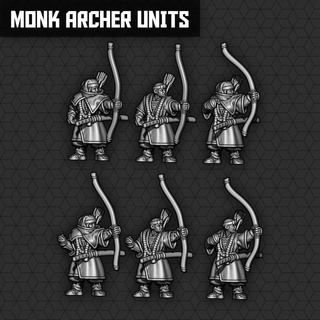 Guerreiro monge arqueiro unidades smol miniaturas tampo mesa personagens criaturas fantasia universo histórico jogos guerra samurai 3d print model - Mito3D